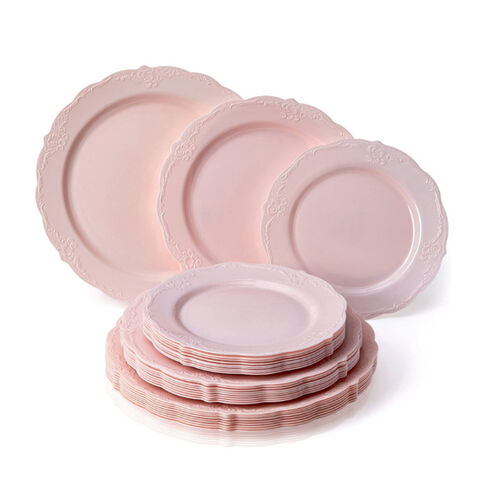 Plato de Plástico 7.5/10.25 Pulgadas Estilo Europeo Imitación Porcelana Plato de Comida con Encaje en Relieve for sale at factory direct price