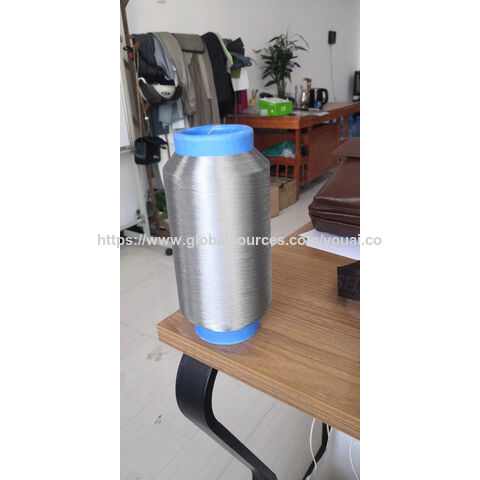 Hilo de nylon recubierto de plata, hilo conductor antiestático y antibacteriano, hilo metálico, tejido de plata for sale at factory direct price