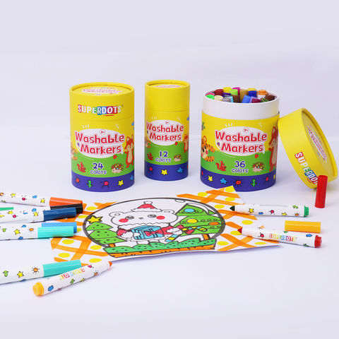  Happlee Marcadores lavables para niños, 24 colores no tóxicos,  marcadores de sellos para colorear divertidos suministros de arte,  rotuladores para niños pequeños en edad preescolar : Arte y Manualidades