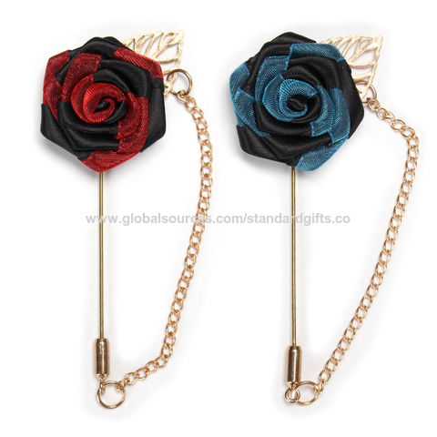 Buy Wholesale China Men'S And Women'S Suits Jewelry Fabric Rose Flower Leaf Brooch  Lapel Pins With Chain For Sale & Lapel Pins For Suit Men At Usd 0.1 |  Global Sources