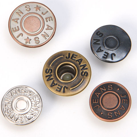 Jean Button Pins for Jeans No Sew Adjustable Instant Buttons Jean Pins for  Replacement 17mm 12 Sets Antique Brass 17mm