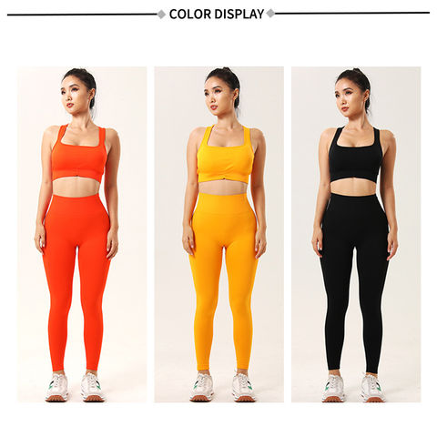 China Custom Womens Fitness Workout Set Cross Strape Sports Bra Pockets Leggings  Nude Yoga Sets factory and suppliers