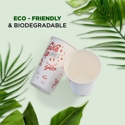 Buy Wholesale Vietnam Disposable Paper Cups, Wake-up & Smile Printed ...