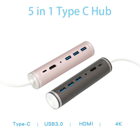 Hub USB C 5 en 1 Tipo C a HDMI 4K y concentrador USB 3.0, estación de acoplamiento