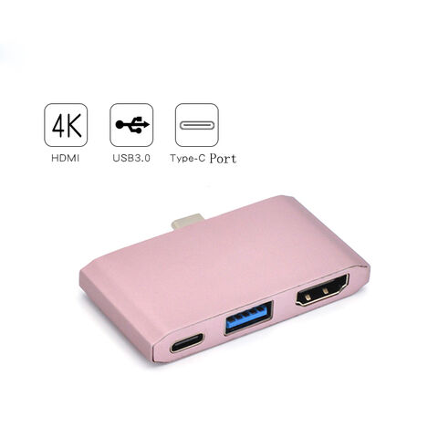 Hub 3 en 1 Tipo C USB C a HDMI 4K y USB 3.0 - Estación de Acoplamiento Multipuerto