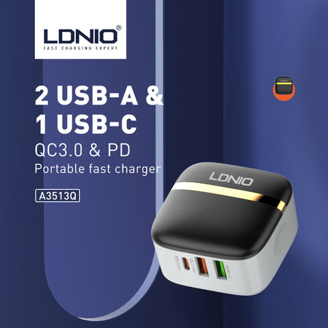 CARGADOR + LAMPARA LED TACTIL LDNIO A4405 TIPO-C 4USB