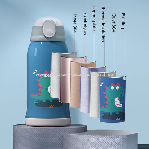Thermos water bottle, vacuum insulation mobile phone mug 400ml blue stitch