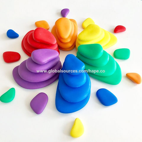 Colorful Stacking Game Stones Toys Rainbow Cobble Crazy Rock Building ...