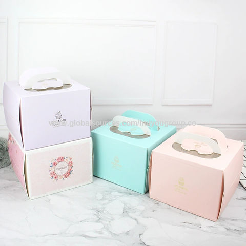 Buy Wholesale China Cake Boxes Custom Logo Ivory Paper Cake Box Transparent Birthday  Cake Gift Box Cake Box With Handle & Cake Box at USD 0.11 | Global Sources