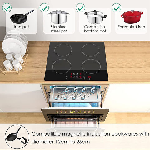 Plaque de Cuisson Vitrocéramique 6000W 520*590mm 4 Zones/Quatre Brûleurs Infrarouges/Plaque de Cuisson Hybride avec CB CE 2024 for sale at factory direct price