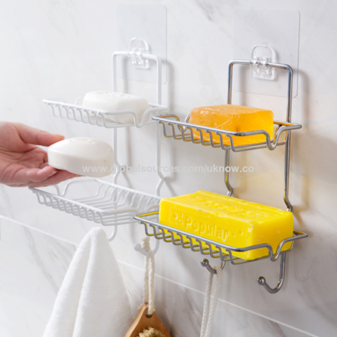 Bathroom Organizer Rack Shelves, Double Soap Dish Bathroom