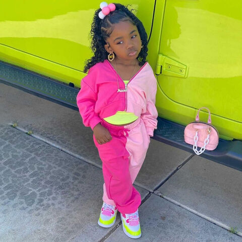 Children's Bicolor Jogging Suit Zip Hoodie Kids Pieces Fashion