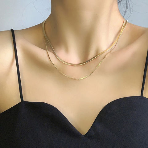 Double Snake Bone Chain Necklace 