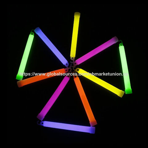50 Pack 6" Luminous Glow Stick With Plastic Hook Light Up In Dark Family Play Fun Party Favor