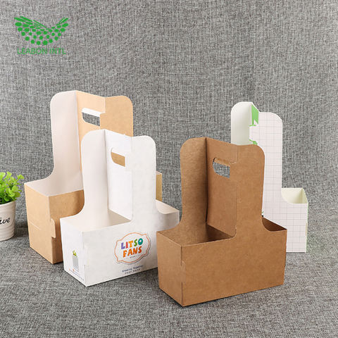1 2 4 Cup Kraft Paper Coffee Milk Tea Carry Trays Takeaway Cup Holder  Cardboard