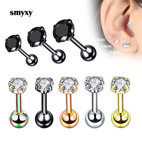 1 Paar Kristall Zirkon Ohrstecker Ohrringe für Damen/Herren 4 Krappen Tragus Knorpel Piercing Schmuck for sale at factory direct price