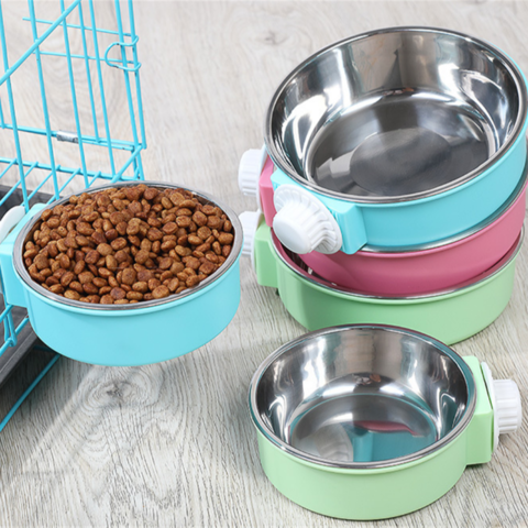 Tazón de acero inoxidable para perros, comedero colgante para jaulas de mascotas, tazón colgante de acero inoxidable para perros y gatos