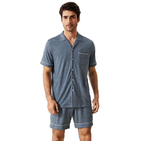 Conjunto de Pijama Masculino 2022, 67% Bambu, 28% Viscose de Algodão - Roupa de Dormir Masculina por Atacado for sale at factory direct price