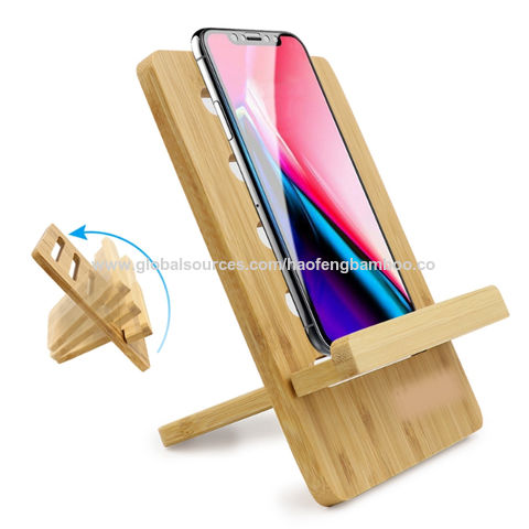 Buy Wholesale China Universal Bamboo Wood Mobile Phone Holder Stand Bamboo  Double Holder For Iphone & Phone Stand at USD 0.3