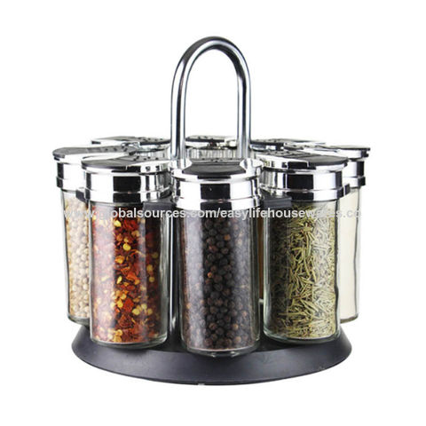 1 Set, Spices And Seasonings Sets, Revolving Countertop Spice Rack With  6jars, Spice Tower Organizer For Countertop Or Cabinet, Multifunctional  Rotati