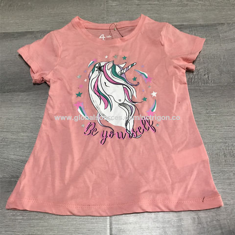 Summer Girls Clothing 100% Cotton Short Sleeve Children Unicorn Print T- Shirt - China Kids Wear and Short Sleeve Clothing price