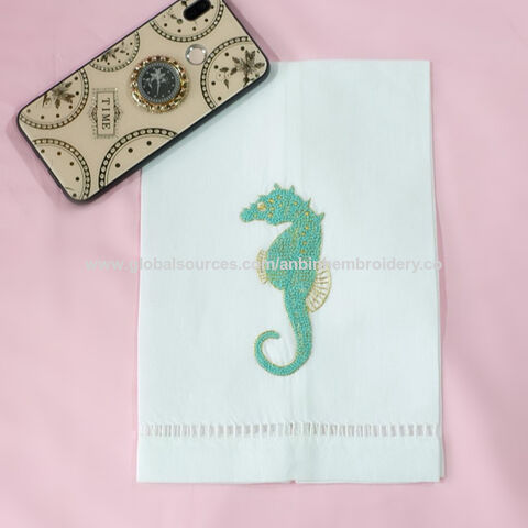 Seashell Embroidery Hand Towel