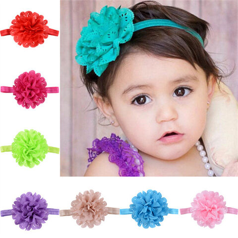 9PCS Babys Girls Chiffon Flower Elastic Headband Photography Headbands Reliable 