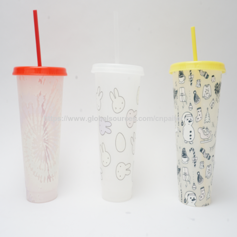 Copo que Muda de Cor Novidade Livre de BPA 650ml Copo de Plástico com Tampa e Canudo Atacado for sale at factory direct price