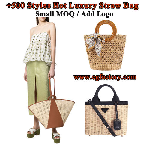 Summer Beach Rattan Circular Straw Bag Luxury Designer Women