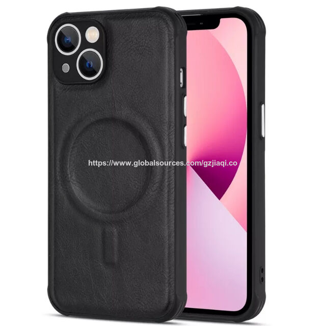 Coque de Protection Magnétique Anti-choc en Cuir PU PC pour iPhone 14
