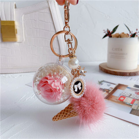 Wholesale Perfume Bottle Diamond Keychain Bow-Knot Pearl Beads Handbag  Personalized Keyring for Women Purse Wallet Girls Car Key Ring From  m.