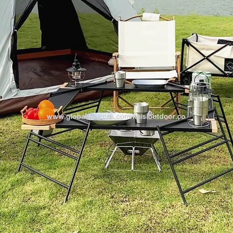 Camp Furniture Mini Table pliante portable Camping Aluminium léger  Randonnée extérieure Pêche à la pêche à la plage Tables rouleaux de  randonnée de