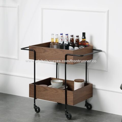 Mesa de centro de madera de 3 niveles con ruedas y asa de metal, fabricante y exportador de ShenZhen China Accent for sale at factory direct price
