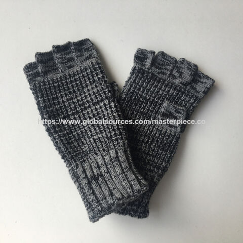 Luvas de Inverno Cinza Touchscreen Unisex Sem Dedos de Tricô para Aquecer os Punhos for sale at factory direct price