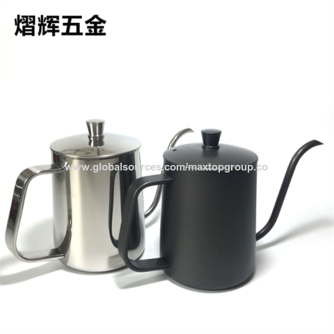 Heißer 600ml Pour Over Kessel Kaffeebereiter Edelstahl Schwanenhals Tropf Teekanne Krug Küchenwerkzeug for sale at factory direct price