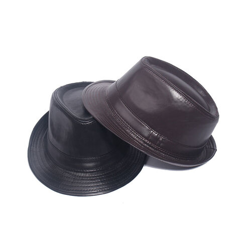 Chapéu Jazz Estilo Britânico Vintage PU Imitação de Couro Aba Curta Chapéus Formais Masculinos Ideal para Presente