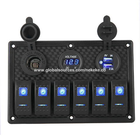 Dual USB Blue LED Outlet Adapter Charger Voltmeter 12V 24V Car ATV Boat RV