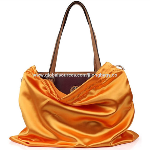 Buy Wholesale China Silk Satin Dust Bag For Handbag Custom Logo Yellow  Drawstring Gift Shoe Bag & Dust Bag at USD 0.986