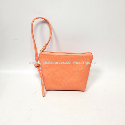 Neu gestaltete Münzgeldbörsen, Korallenorangefarbenes PU-Münzfach mit Narbenstruktur, tragbare Schlüsseltasche for sale at factory direct price