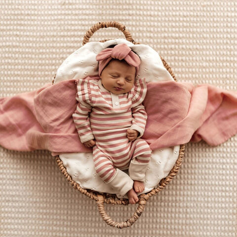 Compre Mameluco De Bambú Para Bebé, Manga Larga, Diseño De Rayas