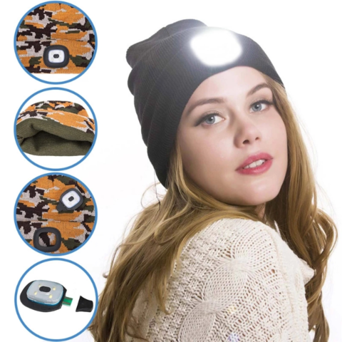 Outdoor Fishing Caps LED Lighted Beanie Cap Hip Hop Men Knit Hat Winter  Warm Hunting Camping Running Hat Gifts for Men Women