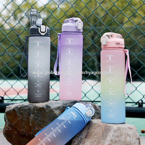 Plastic Straw Water Bottles, Clear Sports Water Bottles