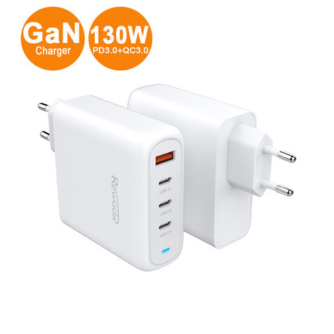 GaN130W Cargador tipo C de 4 puertos USB-C PD65W / PD30W para