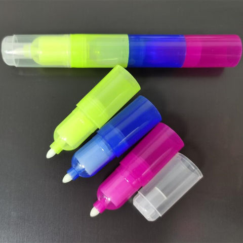 3 pcs Invisible UV Ink Marker Pen Blue Red Yellow Black Light Reactive New