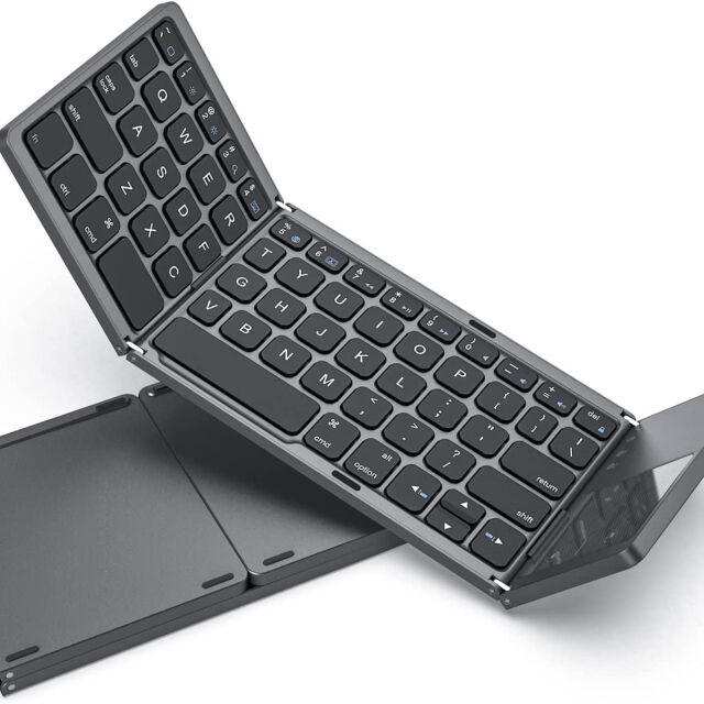 Teclado inalámbrico plegable mini BT 3.0/5.1 portátil para tableta, 64 teclas personalizadas, con touchpad for sale at factory direct price