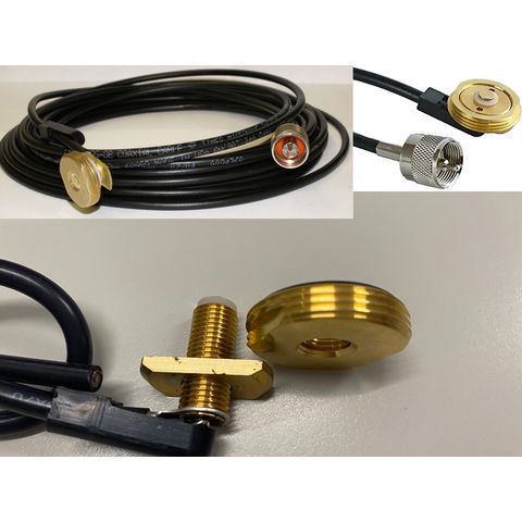 Solid Brass NMO Antenna Mount with UHF Male PL259 Connector 10 ft RG58/U  Coax Cable Plus NMO L Bracket 3/4 inches Hole for for Ham UHF VHF CB  Cellular