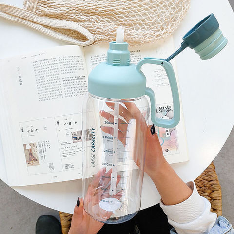 Water Bottle Large Capacity 3l Super Large Straw Cup Portable Dinkware  Plastic Space Cup Drink Bottle Outdoor Sports Kettle