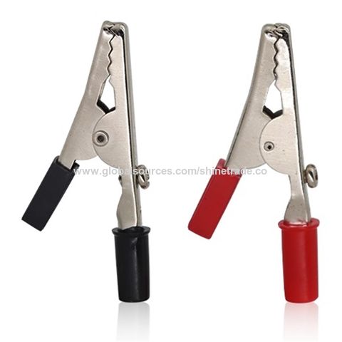 10 Clip A Coccodrillo Per Sonda Elettrica - Rosse E Nere, Isolate In Plastica, Morbide