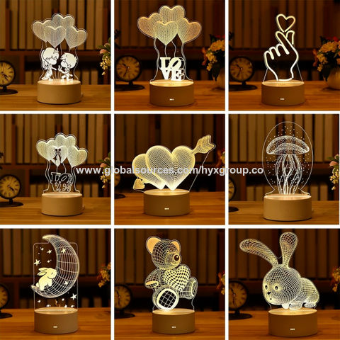 Romantic Love 3D Acrylic Led Lamp for Home Children's Night Light Table Lamp Birthday Party Decor