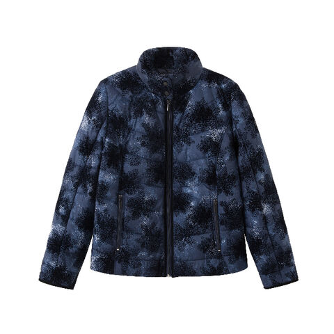 ODM/OEM modischer, gepolsterter Damenmantel, Stoffblumenstapelbeschichtung, Flockbeschichtung, warmer Mantel für Winter und Herbst
